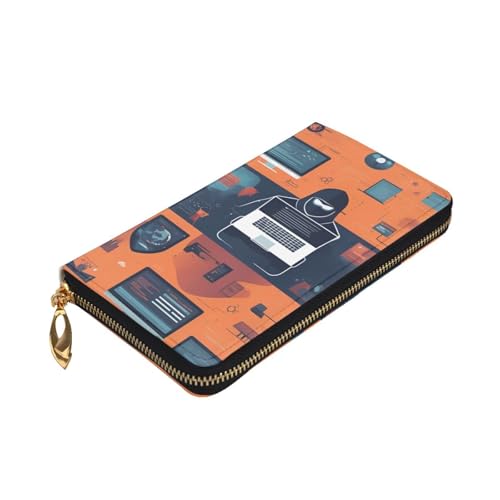 Hacker Attack Prints Leather Long Clutch Wallet for Fashionable Girls and Women - Durable, Stylish, and Functional, Black, One Size3