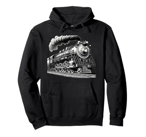 Steam Locomotive Train Vintage 1940s Style Engine Railroad Pullover Hoodie