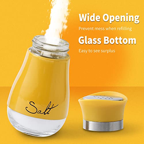 Salt And Pepper Shakers Set, Stainless Steel With Glass Bottle For Table, Rv, Camp, Bbq, Set Of 2, Yellow #TOP2