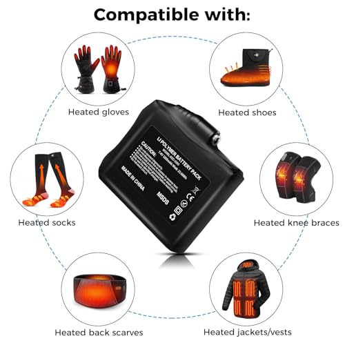 Clemas 3200mAh 7.4V Li-Polymer Rechargeable Battery Pack Replacement Set Compatible with Heated Gloves Liners Mittens Socks Vest Jacket Hand Muff Charger DC35135 Port - Image 6