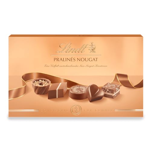 Lindt Schokolade - Pralinen Für Kenner Nougat | 125 g | Pralinés-Schachtel mit 12 feinen, zartschmelzenden Nuss-Nougat Kreationen in 6 Sorten | Pralinengeschenk | Schokoladengeschenk