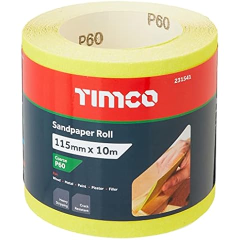TIMCO 60 Grit Yellow Sandpaper Roll 115mm x 10m Cover