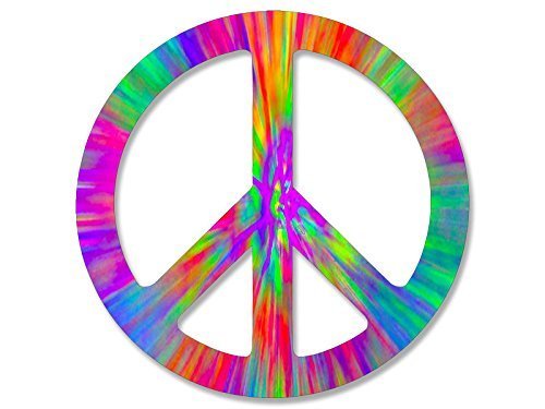 Large Tie Dye Peace Sign Symbol Sticker (Dyed vw Vinyl Love Van Logo)