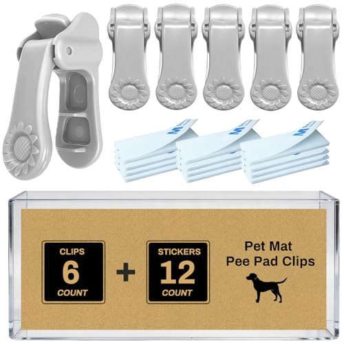Image of Lockable Pee Pad Clips, with Adhesive Tape, for Indoor Wall Pads Secured, Extra Thick Clamps for Silicone Puppy Pad Holder Tary Secured, Tight Strong Clamp for Dogs, Cats Training