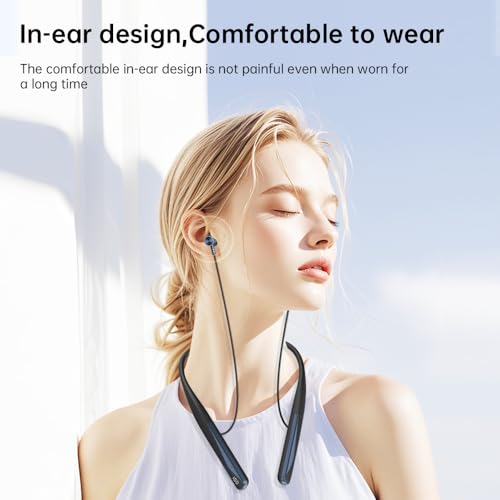 Image of YUEPOOL Neckband Bluetooth Headphones with Voice Return Microphone,6.0 Bluetooth 35 Hours Playtime, IPX5 Waterproof Wireless Noise Cancelling Earbuds for Sports (A18)
