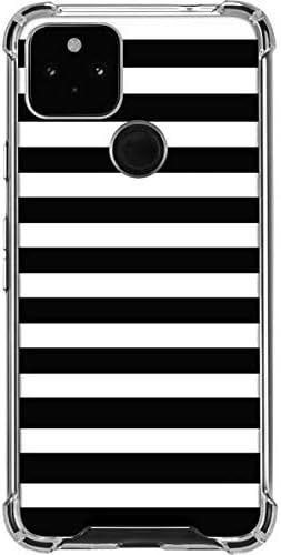Skinit Clear Phone Case Compatible with Google Pixel 4a 5G - White and Black Stripes Design