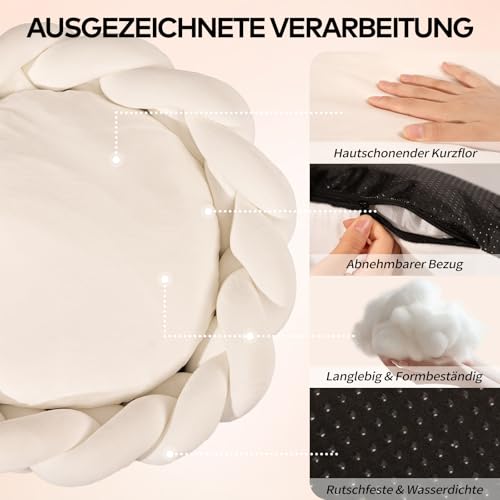 CheerPals Großes Katzenbett 60cm, Waschbar Geflochtenes Kuschelhöhle, Hundebett mit Hochelastischer Schlafkissen für Alle Katze und Kleine Hunde