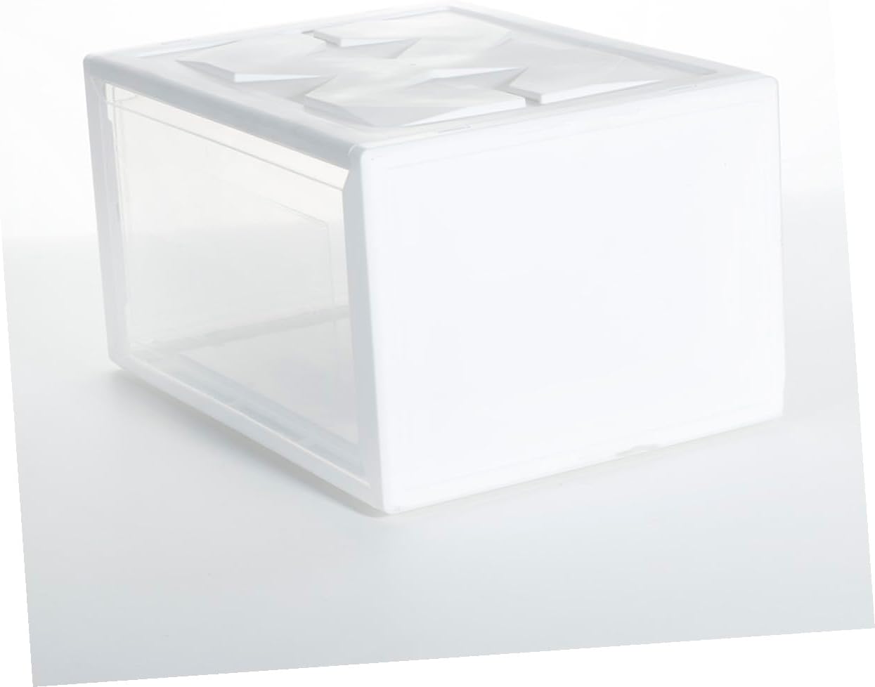 Transparent Plastic Basketball Shoe Box with Ergonomic Handle Stackable Shoes Storage Container for Home and Store Use White Organizer for Sneakers and Accessories
