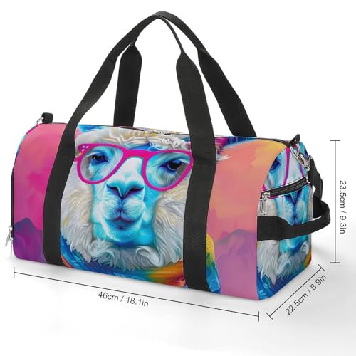 Colorful Alpaca Funny Gym Bag Travel Tote Bag Duffel Bag with Shoe Compartment for Weekender Sports Vacation3