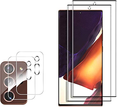 [4 Pack] Galaxy Note 20 Ultra Screen Protector Include 2 Pack Tempered Glass Screen Protector + 2 Pack Tempered Glass Camera Lens Protector,9H Hardness,Full Coverage