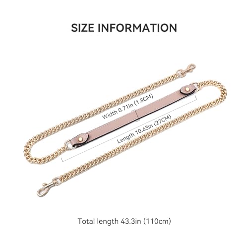 Image of jiesinlov Purse Leather and Chain Bag Shoulder Strap Replacement Crossbody for Handbags,43 Inches in Length(Gold-pink)