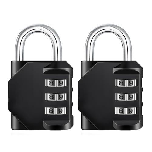 NAGE 3 Stellig Vorhängeschloss mit Zahlencode Gepäckschloss (2 Schwarz)
