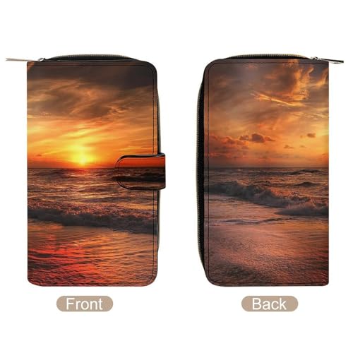 Beach And Sunset Long Wallet for Women Men Purses Coin Pouch Credit Card Holder Organizer3