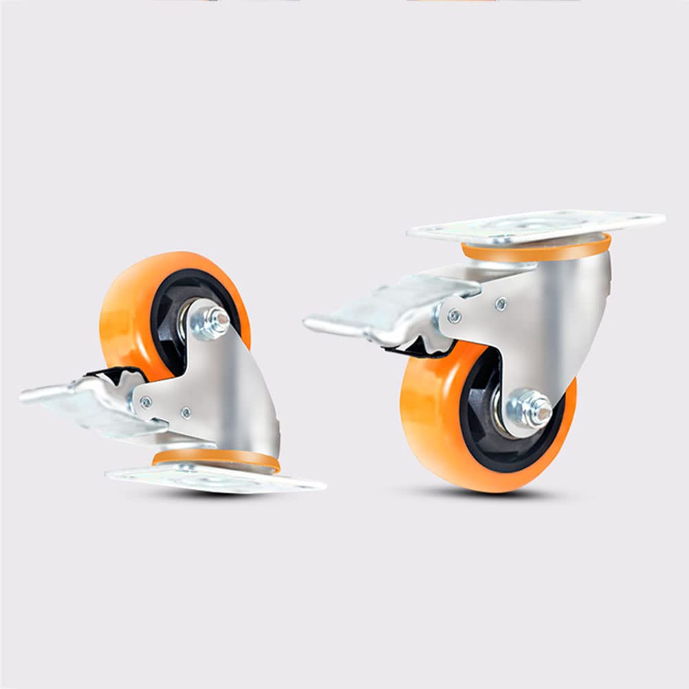 Juego de 4 Ruedas giratorias Poliuretano Alta Resistencia | Ruedas silenciosas con ruedas con rodamientos de bolas dobles for pisos de bancos de trabajo(125mmDirectional x2+Brake x2)