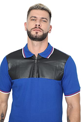 Image of fanideaz Mens Jacquard Tshirt Regular Fit Premium Collar t Shirts for Mens with Classic Style Polo Tshirts Shirts for Men Casual wear and Modern Zipper t Shirts for Men