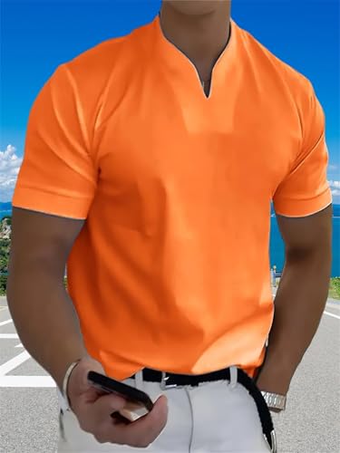 Lininco Mens Shirts, Mens Business Slim V-Neck Longline Henley Shirt Gym Athletic Tee, Stylish T-Shirt4