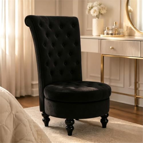 AVAWING 46-Inch High Back Velvet Tufted Royal Throne Accent Chair,