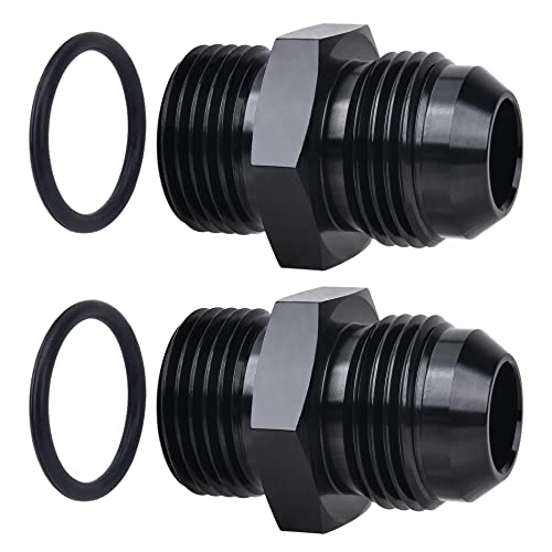 Image of EVIL ENERGY AN12 12AN Flare to 12AN ORB Male O-ring Boss Fuel Pump Rail Adapter Fitting Aluminum Black Pack of 2