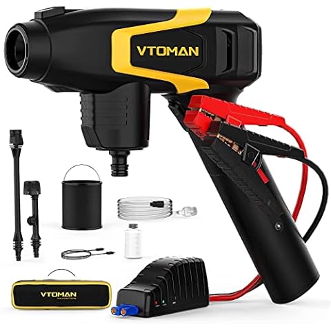 VTOMAN ToolCore V32 Cordless Pressure Washer with Jump Starter, Portable Pressure Washer, Power Water Cleaner with 6-in-1 Nozzle, 6m Hose, for Washing Car, Windows, Floor Cover