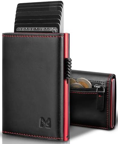 MYSHION Geldbörse Herren mit Münzfach & RFID-Schutz, Smart Wallet mit Sichtfenster, Portmonee Geldbeutel Herren, Portemonnaie Herren mit 6 Kartenfächern für bis zu 11 Karten (Schwa