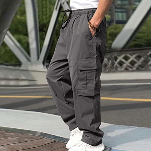 Tactical Pants for Men Construction Cargo Pants with Pockets Ripstop Hiking Big Tall Work Pants, Parachute Pants Mens Baggy2