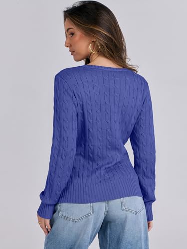Image of ANRABESS Women's Cable Knit V Neck Fitted Sweaters