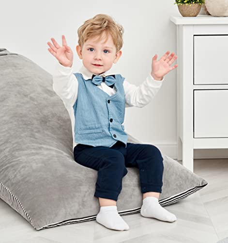 Feidoog Newborn Gentleman One Piece Long Sleeve Baby Boys Gentleman Formal Tuxedo Outfit Suit (Blue, 6M) #TOP3