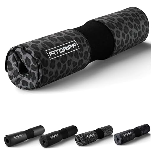 Fitgriff® Langhantel Polster, Hip Thrust Pad mit Klettverschluss - Hantel Nackenpolster - Polsterung für Squats, Booty Training, Gym (Leopard)