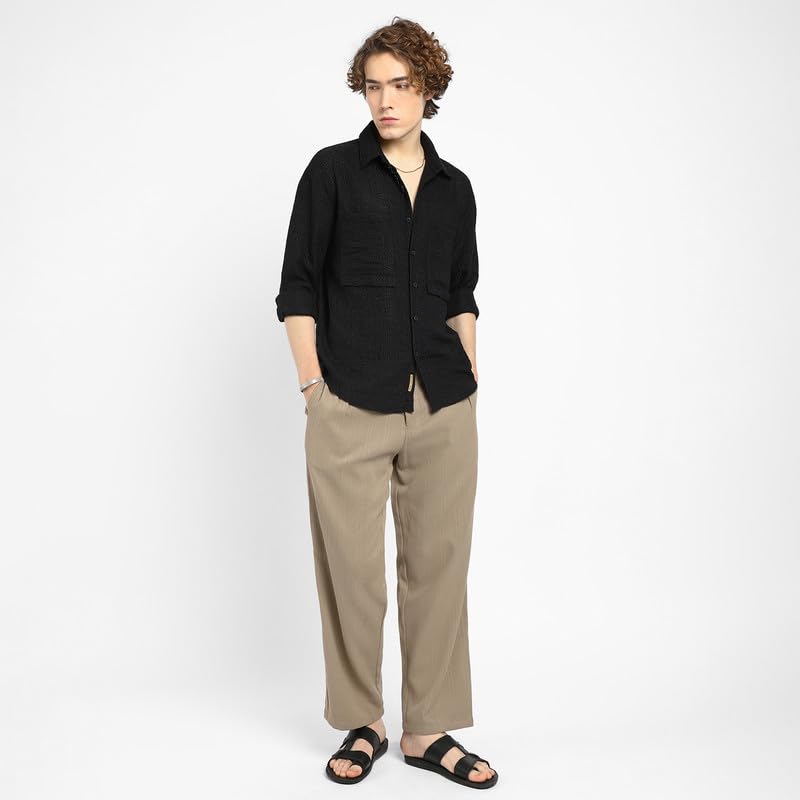 Image of CAHOOT Men's Shacket for Casual Wear | Spread Collar | Long Sleeve | Button Closure | Overshirt /Shacket Crafted with Comfort Fit for Everyday Wear