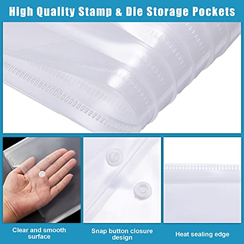 Clabby 30 Pieces Large Stamp and Clear Die Storage Pockets Scrapbooking Storage Envelopes Cutting Dies Stencil Organizer Holder Album Embossing Crafts Card(7 x 9.4 Inch) - Thumbnail 4