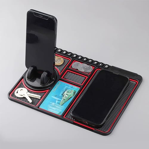 Image of GLUN Anti-Slip Car Dashboard Mat with Phone Holder, Universal Non Slip Sticky Rubber Pad with 2 Fresh Aroma Sticks & Radium Night Glow