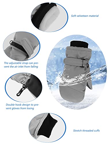 SATINIOR 2 Pairs Kids Snow Mittens Waterproof Winter Ski Gloves Warm Thicken Snow Gloves for Girls Boys3