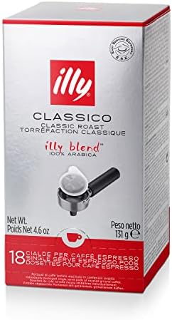 illy Medium Classico ESE Espresso Coffee Paper Pods, Compostable Coffee Pods, 1 Pack of 18 Paper Pods