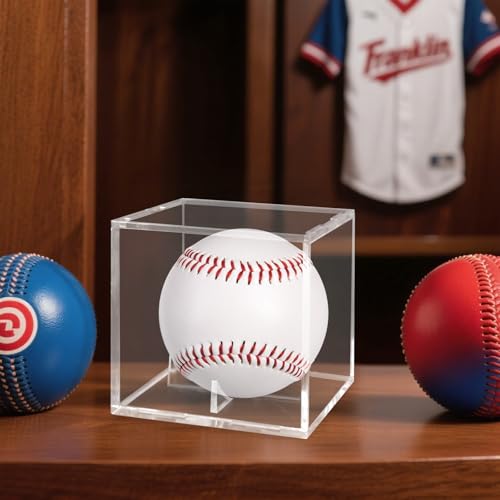 Image of Guirnd 2 Pack Baseball Display Case, UV Protected Acrylic Baseball Holder Display case, Cube Memorabilia Autograph Ball Protector Boxes for Official Size Ball