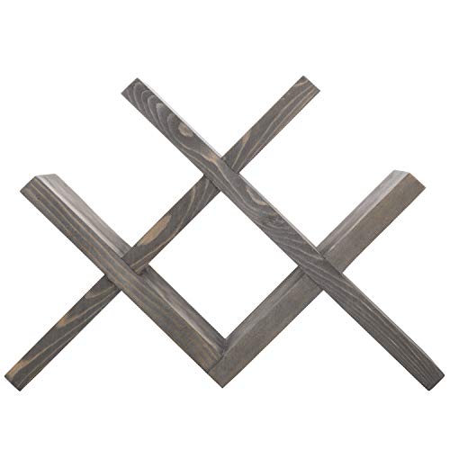 Mygift Vintage Gray Wood 4-Bottle Countertop Wine Storage Rack, Wine Bottle Tabletop Display Holder #TOP5