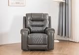 Manual Recliner Chair Couch with Console Table Storage Cup Holders,Grey
