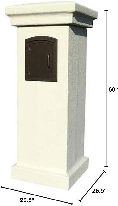 Manchester Stucco Locking Column Mailbox, Sandstone w/Plain Door