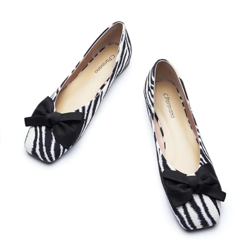 Image of C.Paravano Flats for Women | Ballet Flats | Square Toe | Dressy Casual Shoe