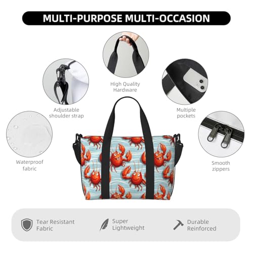 Laptop Tote Bag for Women Work - Cute Lobster Print Weekender Overnight Bags for Women Travel, Gym Duffle Bag for Men, Personal Item Crossbody Travel Bags for Men Carry On3