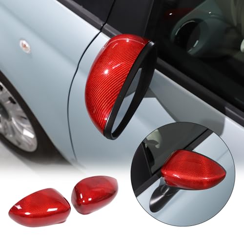Car Rear View Mirror Cover Cap Trim Compatible with Fiat 500 2010-2024 Real carbon fiber Exterior Door Side Rearview Guard Molding Protection Cover Accessories (Red carbon fiber) by HAPPYHORSE - Used condition - Image 3