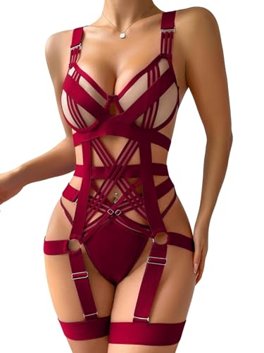 Lilosy Plus Size Curvy Sexy Strappy Crisscross Cutout Underwire Garter