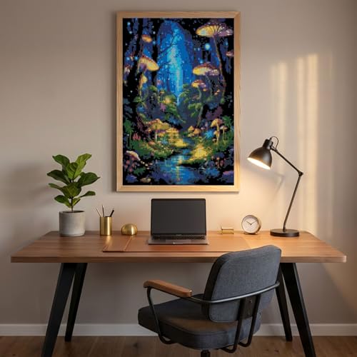 Image of Glow Forest Cross Stitch Kits, Embroidery Starter Kit for Adult Beginners, 11CT Cross-Stitch Patterns Dimensions Kit Arts,Needlepoint Kit Crafts for Home Decor 15.7x11.8 inch