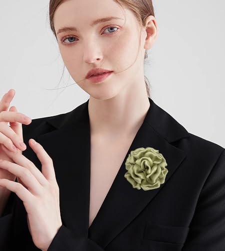 Image of Dainty Peony Rose Flower Brooches Lapel Pins Delicate Elegant Fabric Flowers Brooch Pin for Women Flower Corsage for Wedding Party Accessories Jewelry Gifts100mm