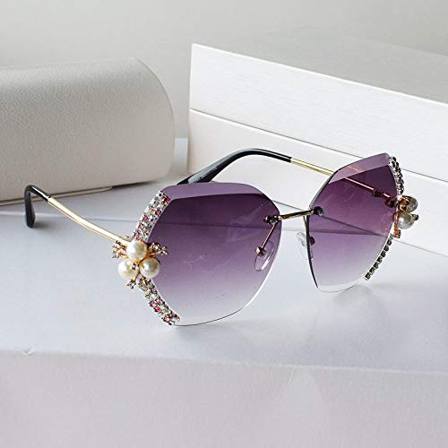 Lunettes de soleil femmes légères sans monture fini diamant perle