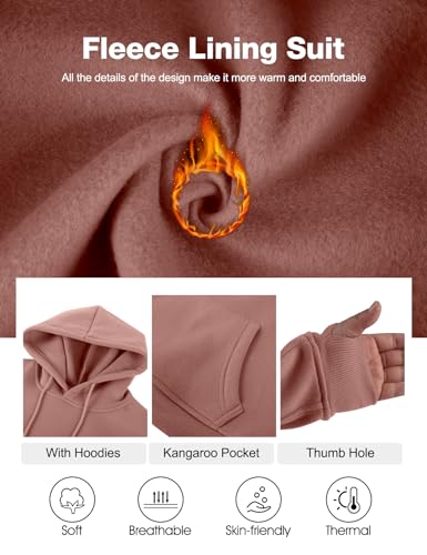 Flygo Womens Fleece 2 Piece Outfits Sweatsuit Crop Pullover Sweatshirt Joggers Pants Tracksuit Set
