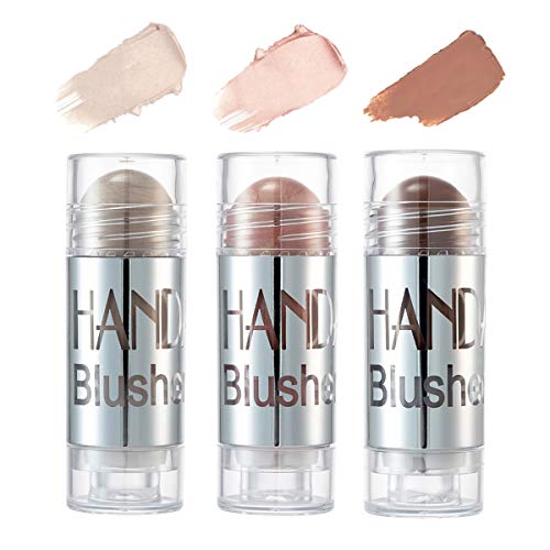 MEICOLY Highlight Contour Stick Face Highlighter Blush Waterproof Glow Subtle Shimmer Cream Pen Chubby 3D Brighten Makeup,3pcs Set