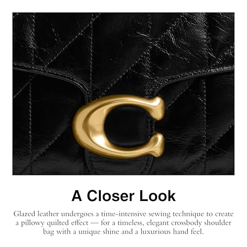 Image of Quilted Glazed Leather Chain Tabby Shoulder Bag with Chain