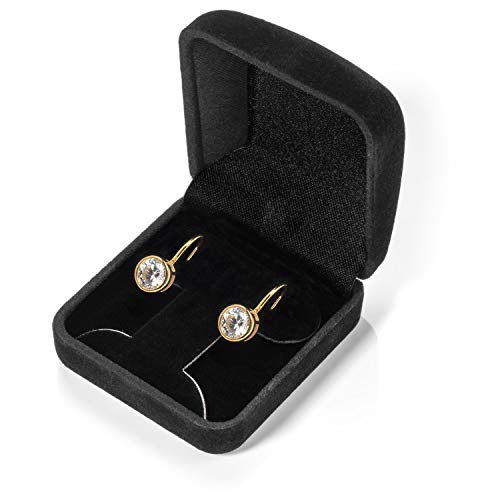 14K Solid Yellow Gold Earrings | Round Cut Bezel Set Cubic Zirconia | Leverback Drop Dangle Setting | 2.0 Ctw | With Gift Box #TOP5