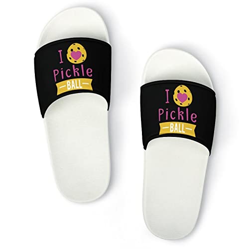 I Love Pickleball House Sandals Non Slide Bathroom Beach Slippers for Men Women