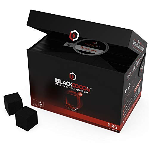 BLACKCOCO’s Shisha Kohle 1KG CUBES22 Naturkohle Kokosnuss und BBQ - Hochwertige Kokos Coal Briketts für Shisha & Grill… – Bild 5